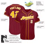 Custom Name Number Crimson White Pinstripe Authentic Baseball Jersey Gold White Personalized Crimson White Pinstripe Gold-White