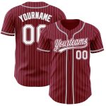Custom Name Number Personalized Crimson White Pinstripe Gray Baseball Jersey - Authentic Team Jersey Personalized Crimson