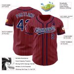 Custom Name Number Authentic Navy Baseball Jersey Crimson White Pinstripe Personalized Crimson White Pinstripe Navy Authentic