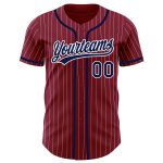 Custom Name Number Authentic Navy Baseball Jersey Crimson White Pinstripe Personalized Crimson White Pinstripe Navy Authentic
