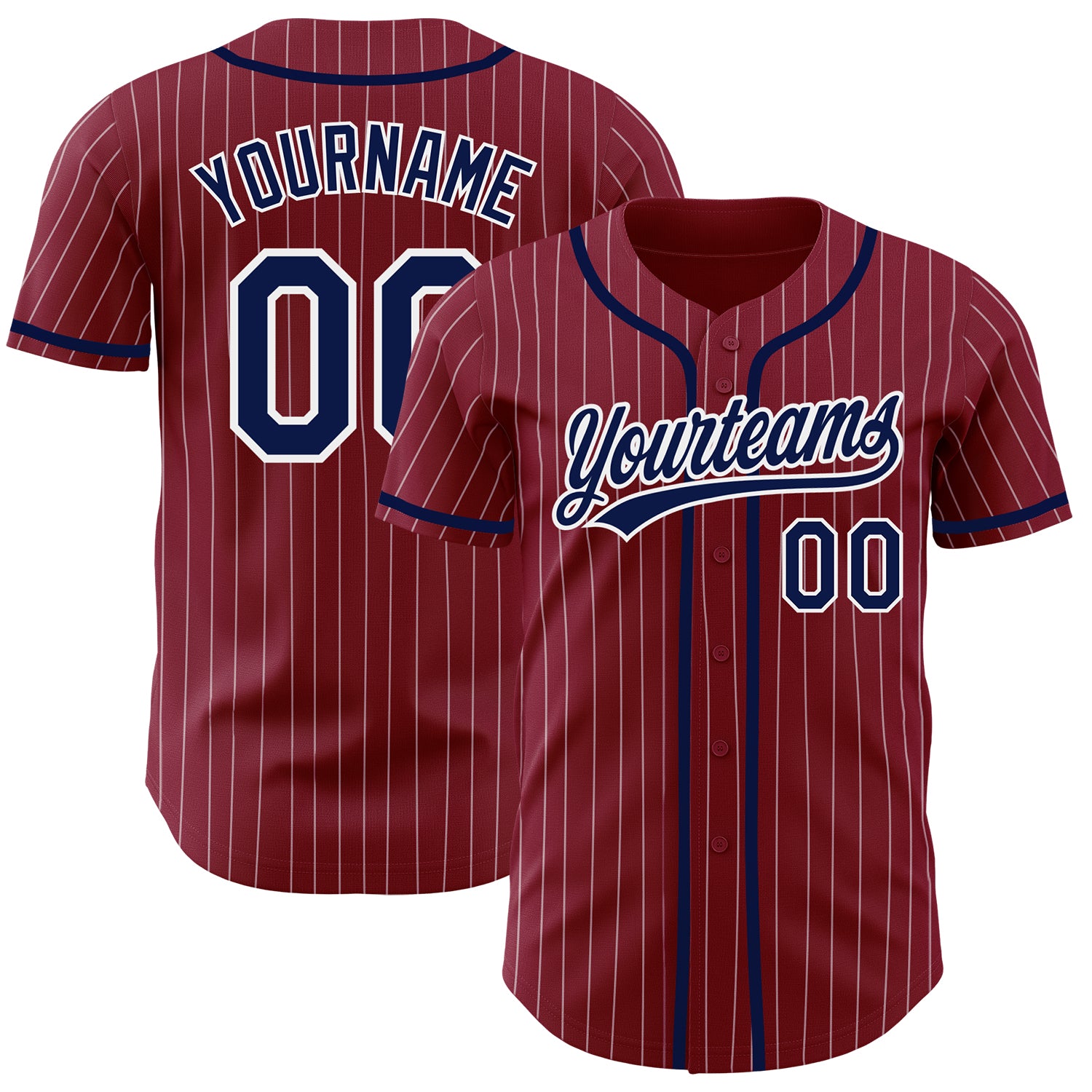 Custom Name Number Authentic Navy Baseball Jersey Crimson White Pinstripe Personalized Crimson White Pinstripe Navy Authentic