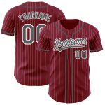 Custom Name Number Baseball Jersey in Crimson White Pinstripe and Steel Gray - Authentic Team Apparel Personalized Crimson