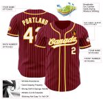 Custom Name Number Crimson White Pinstripe Authentic Baseball Jersey - Personalized White-Gold Team Jersey Personalized Crimson