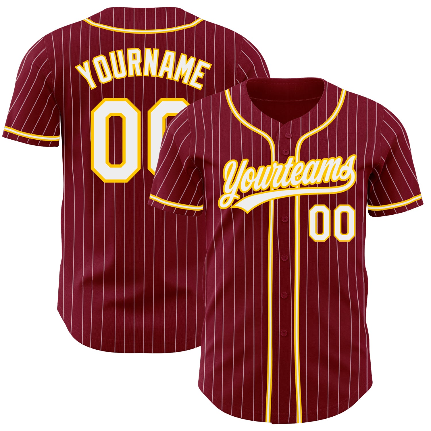 Custom Name Number Crimson White Pinstripe Authentic Baseball Jersey - Personalized White-Gold Team Jersey Personalized Crimson