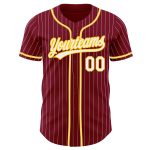 Custom Name Number Crimson White Pinstripe Authentic Baseball Jersey - Personalized White-Gold Team Jersey Personalized Crimson