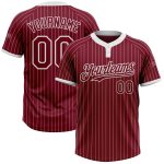 Custom Name and Number Softball Jersey Unisex Two-Button Crimson White Pinstripe Personalized Apparel Personalized Crimson