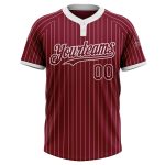 Custom Name and Number Softball Jersey Unisex Two-Button Crimson White Pinstripe Personalized Apparel Personalized Crimson