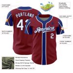 Custom Authentic Baseball Jersey - 3 Colors Arm Shapes with Personalized Name & Number - Crimson White-Royal Personalized