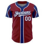 Custom Authentic Baseball Jersey - 3 Colors Arm Shapes with Personalized Name & Number - Crimson White-Royal Personalized
