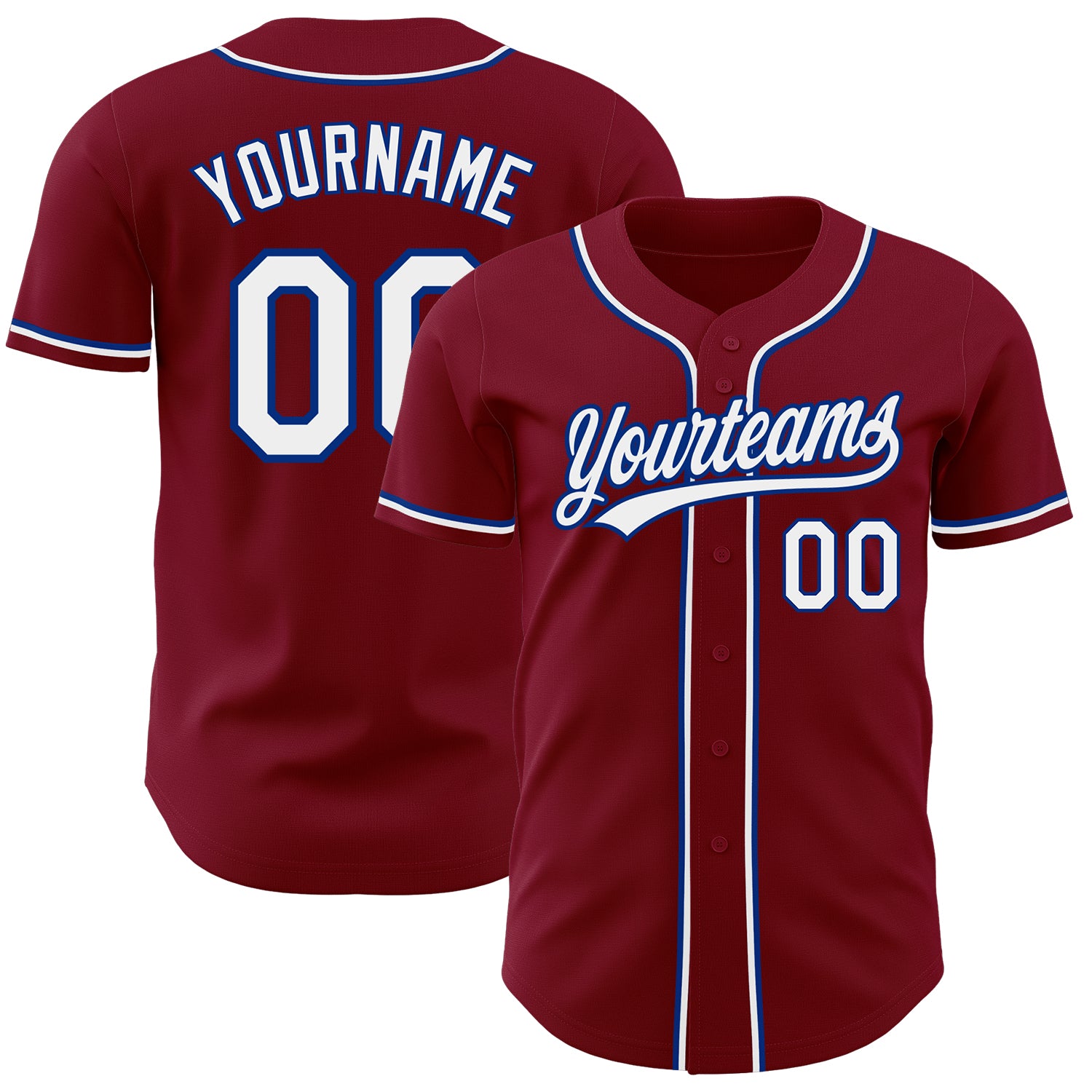 Personalized Crimson White Royal Baseball Jersey - Authentic Team Apparel Personalized Crimson White-Royal Authentic Baseball