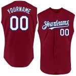 Custom Name and Number Baseball Jersey - Personalized Crimson White-Royal Authentic Sleeveless Team Jersey Personalized Crimson
