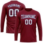 Custom Name and Number Crimson White-Royal Long Sleeve Performance T-Shirt for Teams Personalized Crimson White-Royal Long