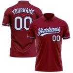 Custom Personalized Crimson White-Royal Golf Polo Shirt with Team Name and Number - Performance Vapor Style Personalized
