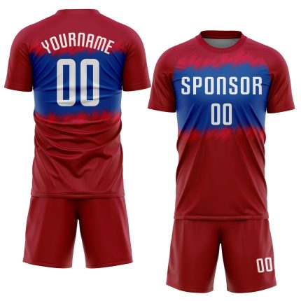 Custom Soccer Jersey with Name and Number - Personalized Crimson White-Royal Sublimation Uniform Personalized Crimson White-Royal