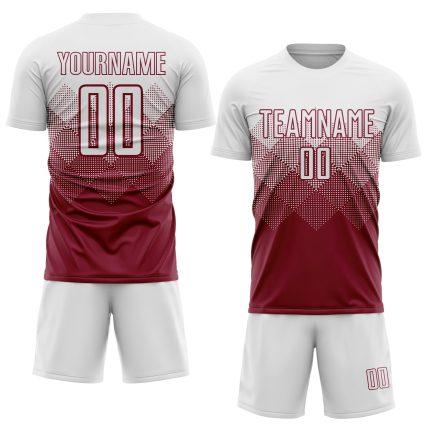 Custom Soccer Jersey - Personalized Crimson White Sublimation Uniform Personalized Crimson White Sublimation Soccer Uniform