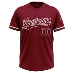 Custom Name and Number Unisex Softball Jersey Crimson White Two-Button Personalized Team Apparel Personalized Crimson White