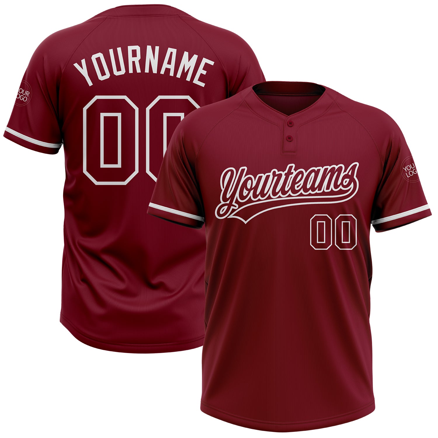 Custom Name and Number Unisex Softball Jersey Crimson White Two-Button Personalized Team Apparel Personalized Crimson White