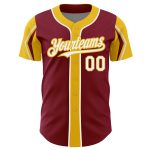 Custom Baseball Jersey with Personalized Name & Number in Crimson White-Yellow Arm Shapes - 3 Colors Available Personalized