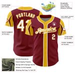 Custom Baseball Jersey with Personalized Name & Number in Crimson White-Yellow Arm Shapes - 3 Colors Available Personalized