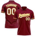 Custom Name Number Performance Vapor Golf Polo Shirt - Personalized Crimson White Yellow Team Apparel Personalized Crimson