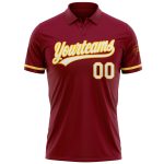 Custom Name Number Performance Vapor Golf Polo Shirt - Personalized Crimson White Yellow Team Apparel Personalized Crimson