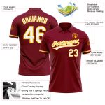 Custom Name Number Performance Vapor Golf Polo Shirt - Personalized Crimson White Yellow Team Apparel Personalized Crimson