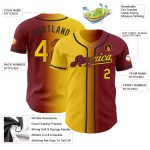 Personalized Gradient Baseball Jersey in Crimson Yellow Black Colors Personalized Crimson Yellow-Black Gradient Fashion Baseball