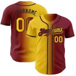 Personalized Gradient Baseball Jersey in Crimson Yellow Black Colors Personalized Crimson Yellow-Black Gradient Fashion Baseball