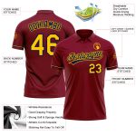 Custom Name Number Performance Golf Polo Shirt - Personalized Crimson Yellow Navy Design Personalized Crimson Yellow-Navy
