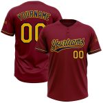 Personalized Softball Jersey in Crimson Yellow-Navy, Unisex, Two-Button Design Personalized Crimson Yellow-Navy Two-Button