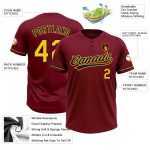 Custom Softball Jersey Unisex Crimson Yellow Navy Two-Button Team Name and Number Personalized Personalized Crimson Yellow-Navy