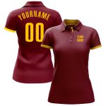 Custom Name and Number Performance Golf Polo Shirt Crimson Yellow - Personalized Team Apparel Personalized Crimson Yellow