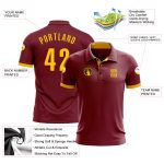 Custom Name and Number Performance Golf Polo Shirt Crimson Yellow - Personalized Team Apparel Personalized Crimson Yellow