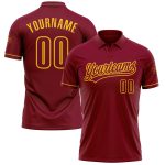 Custom Name and Number Personalized Crimson Yellow Vapor Golf Polo Shirt - Performance Team Apparel Personalized Crimson