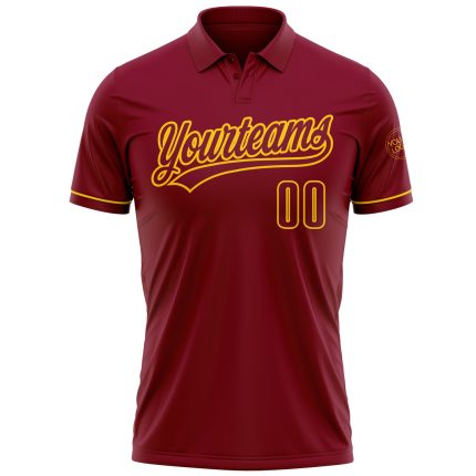 Personalized Performance Vapor Golf Polo Shirt in Crimson Yellow Personalized Crimson Yellow Performance Vapor Golf Polo