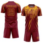 Custom Name and Number Sublimation Soccer Jersey in Crimson Yellow - Personalized Team Uniform Personalized Crimson Yellow