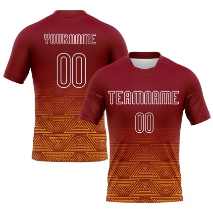 Custom Name Number Volleyball Uniform Jersey Geometric Shape Sublimation Crimson Yellow-White for Team Personalized Crimson