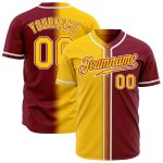Personalized Gradient Baseball Jersey in Crimson Yellow-White Fashion Style Personalized Crimson Yellow-White Gradient Fashion
