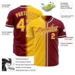 Personalized Gradient Baseball Jersey in Crimson Yellow-White Fashion Style Personalized Crimson Yellow-White Gradient Fashion