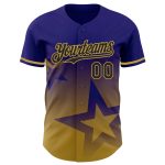 Custom Name and Number Baseball Jersey - Dark Purple Black Gold 3D Twinkle Star Gradient Design Personalized Dark Purple