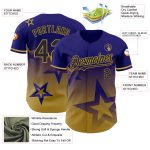 Custom Name and Number Baseball Jersey - Dark Purple Black Gold 3D Twinkle Star Gradient Design Personalized Dark Purple