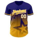 Personalized Twinkle Star Baseball Jersey in Dark Purple Gold-White 3D Gradient Style Personalized Dark Purple Gold-White