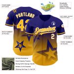Personalized Twinkle Star Baseball Jersey in Dark Purple Gold-White 3D Gradient Style Personalized Dark Purple Gold-White