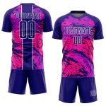 Personalized Abstract Fluid Sublimation Soccer Jersey - Dark Purple Hot Pink-White Design Personalized Dark Purple Hot Pink-White