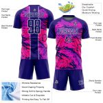 Custom Sublimation Soccer Uniform Jersey - Personalized Abstract Dark Purple Hot Pink-White with Name and Number Personalized