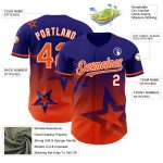Personalized 3D Gradient Twinkle Star Baseball Jersey - Dark Purple Orange-White Personalized Dark Purple Orange-White 3D
