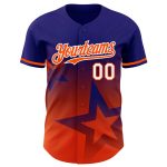 Personalized 3D Gradient Twinkle Star Baseball Jersey - Dark Purple Orange-White Personalized Dark Purple Orange-White 3D