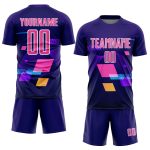 Personalized Geometric Shapes Soccer Jersey - Dark Purple Pink White Sublimation Uniform Personalized Dark Purple Pink-White