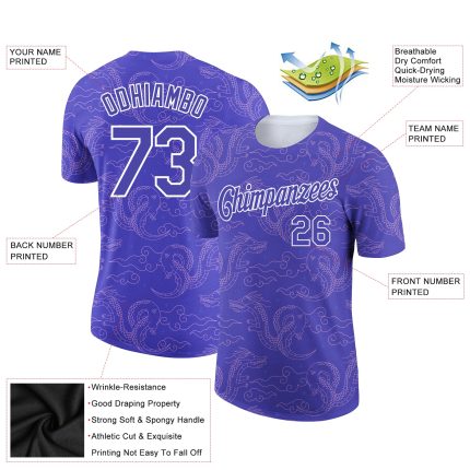 Custom 3D Dragon T-Shirt in Dark Purple and White for Performance Wear Personalized Dark Purple White 3D Dragon Performance