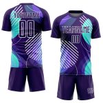 Personalized Dark Purple White Geometric Soccer Jersey Uniform - Custom Sublimation Design Personalized Dark Purple White